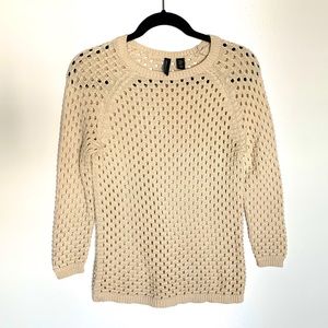 Cynthia Rowley Open Knit Cotton Cream Sweater M